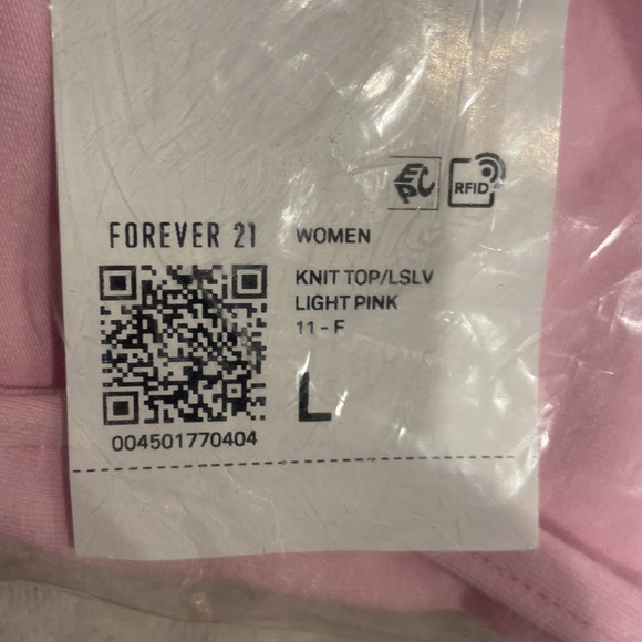 forever 21, large, brand new, still in packaging, pink, long sleeve - Picture 3 of 3